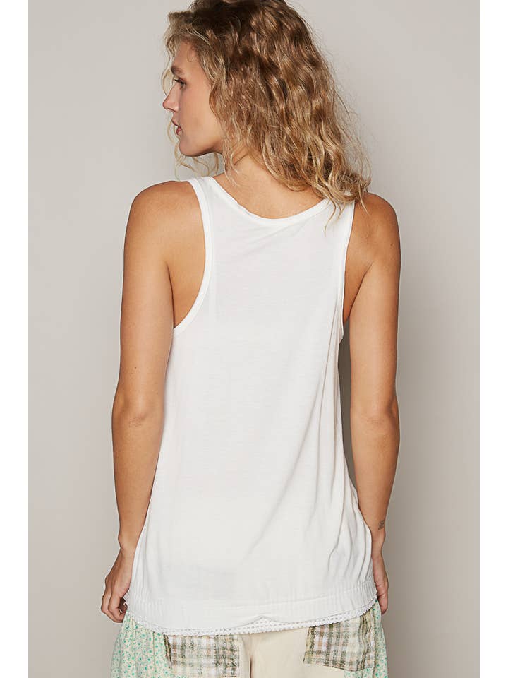 Pol Clothing - Wholesale Knit Top - Women's - Round neck sleeveless thermal contrast solid knit top
