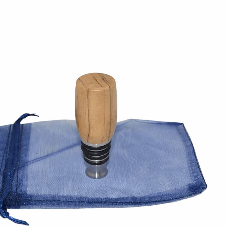 Houten wijnstop flessenstop ceder handgemaakt roestvrij staal voor wholesale door Huizbirn