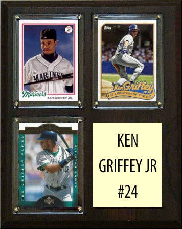 C And I Collectables - Wholesale Plaque - Ken Griffey Jr 24 3 Card Plaque Topps Bowman 2023 2024 Seattle Mariners0