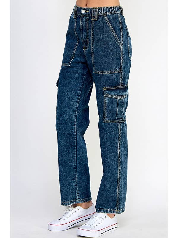 BLUE AGE – calças de ganga - Mulher por atacado – Calça Cargo Jeans para Jovens Patinadoras4