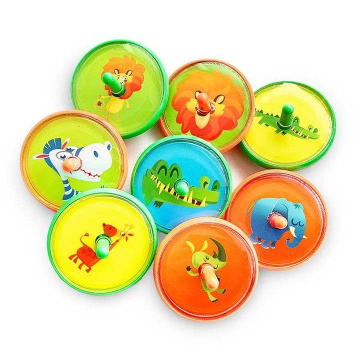 Jungle Mini Spinning Tops for wholesale by Kids Party Craft