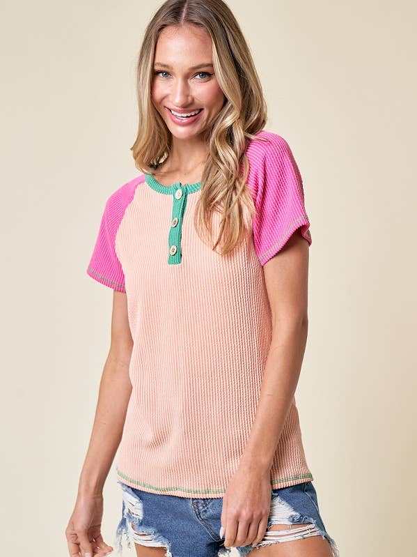 Top côtelé de baseball LMT3954-Ellies pour la vente par lovely melody