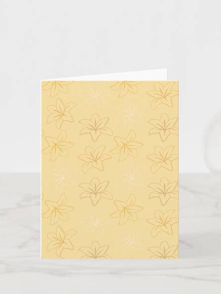 Blank Greeting Card- Yellow Lilia- Ho’omohala Series for wholesale by Iwalanis Creations