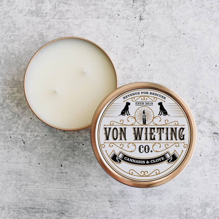 CANNABIS & CLOVE - 4 oz. Rose Gold Candle for wholesale by Von Wieting Co.