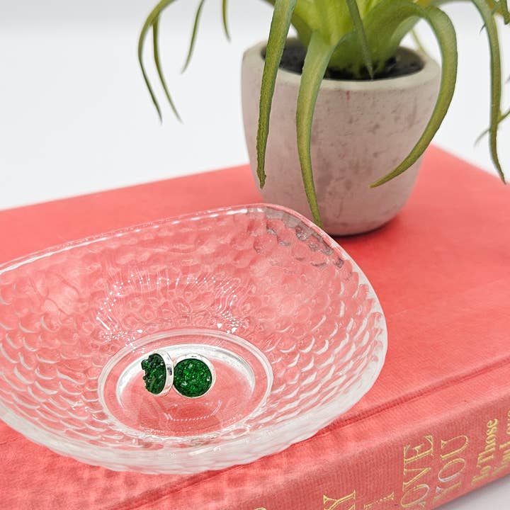 The Sparkle Shop - Wholesale Stud/Post Earrings - Druzy Stud Earrings (Handmade 8mm) - Emerald Green4