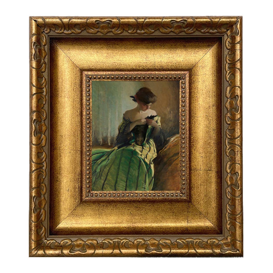 Madison Bay Co. - Historical Home Decor Reproductions - Vendita all'ingrosso Stampa artistica - Stampa su Tela Vintage di Donna in Abito Nero e Verde75
