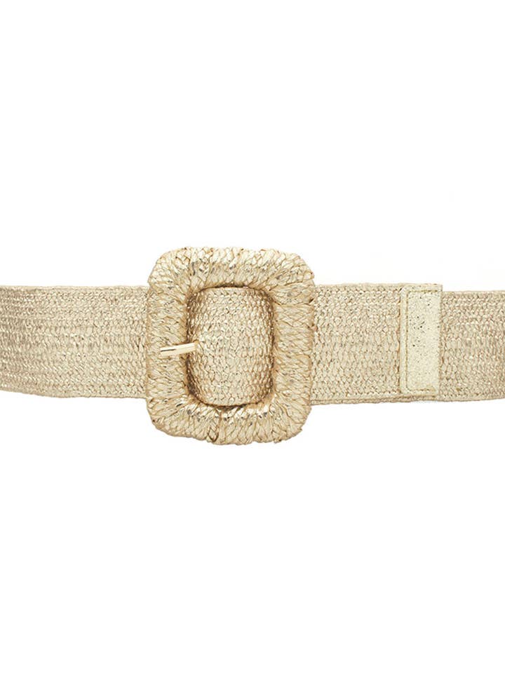 PLUS METALLIC WRAPPED RECTANGLE ELASTIC STRAW BELT 15 for wholesale by anbfashion