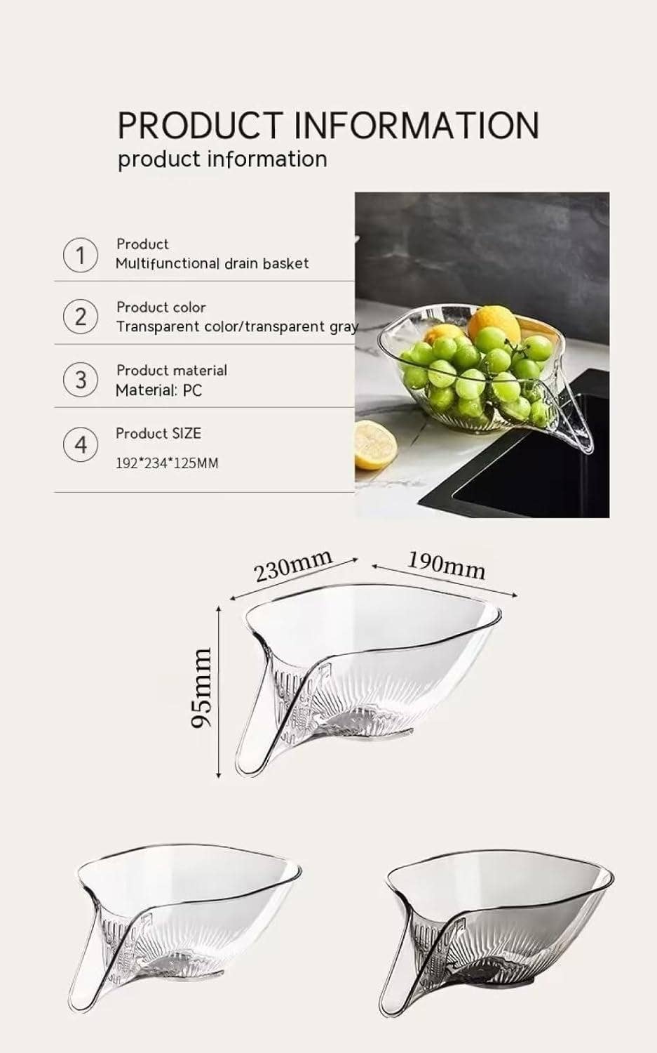 VIGOR - Vente Ustensile/gadget de cuisine - Entonnoir multifonctionnel, égouttoir, panier, passoire à aliments2