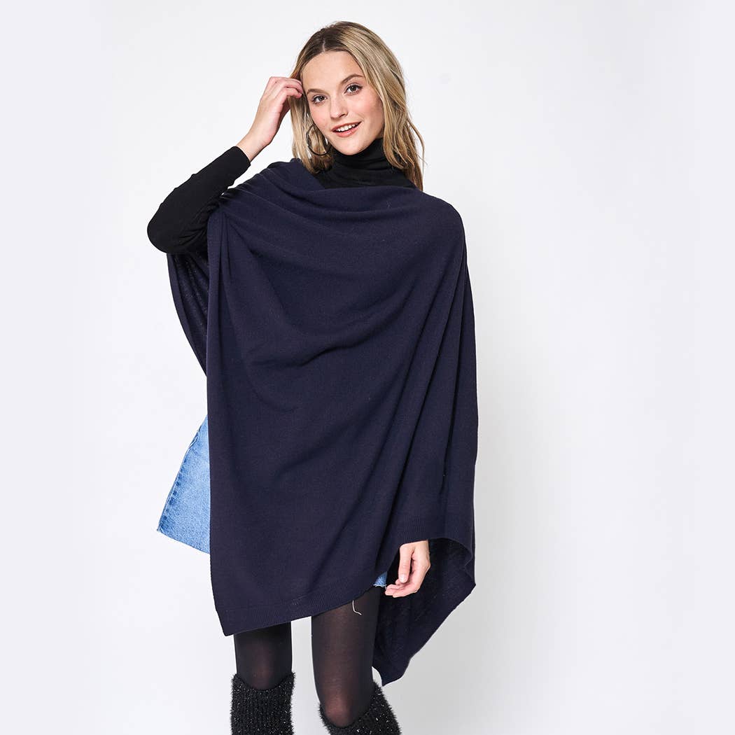 Fashion City – Engroshandel Poncho - Dame – Mørk Tone Solid Diamond Shape Tørklæde Poncho2