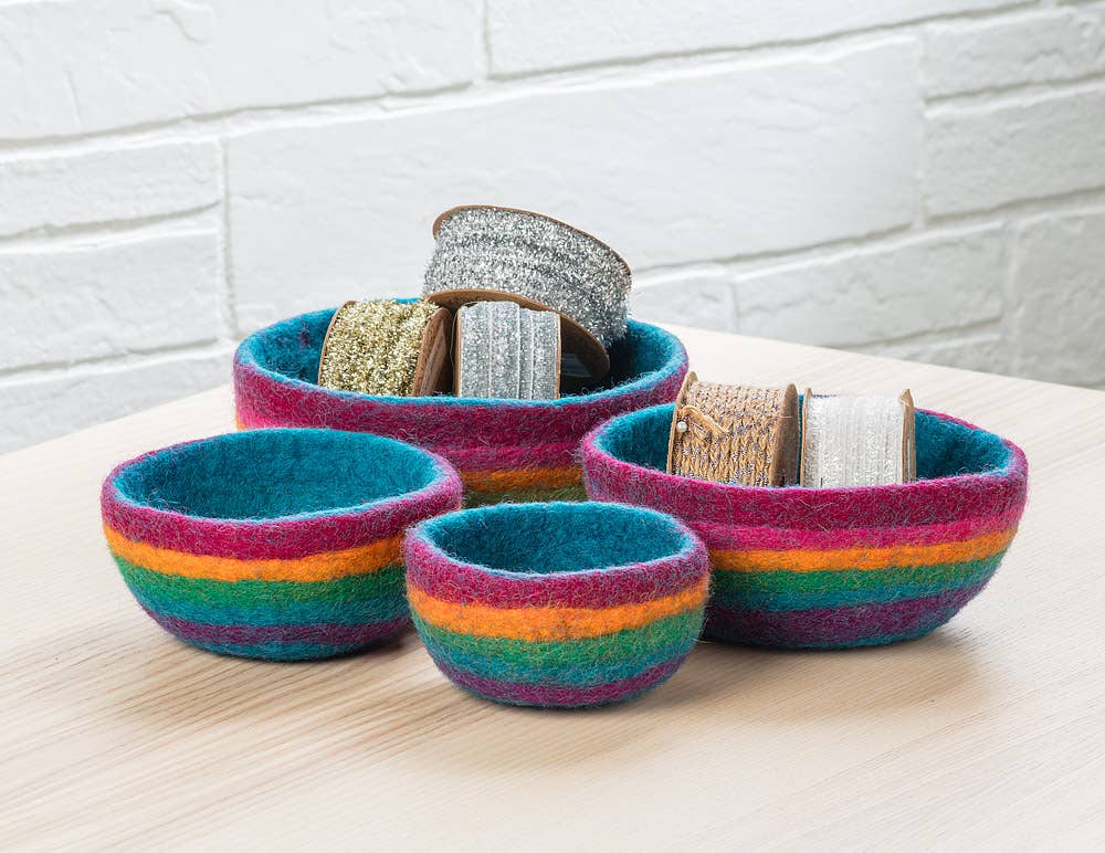 Abbott - Wholesale Decorative Plate/Dish/Bowl - Set of 4 Nesting Bowls-Rainbow-3.5-7"D3