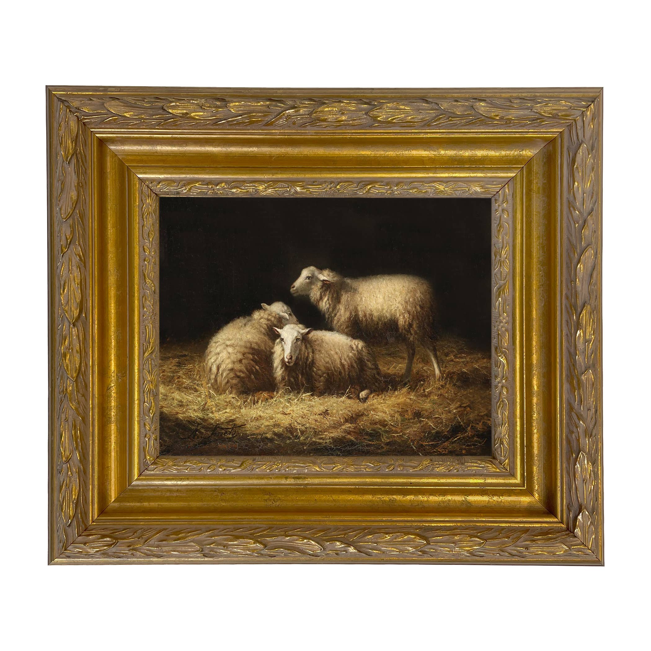 Madison Bay Co. - Historical Home Decor Reproductions - Wholesale Painting/Drawing - Sheep in the Hay Framed Painting Print on Canvas36