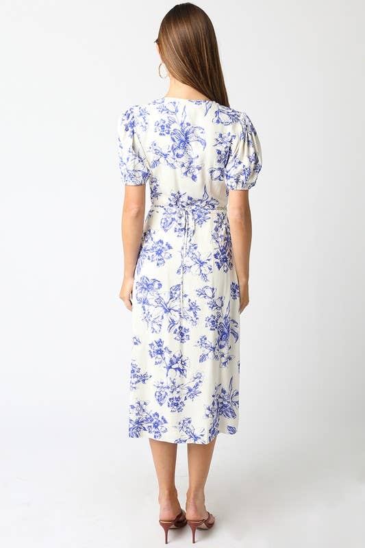 Wit blauw Cecelia Bloemenjurk voor groothandel op Faire3