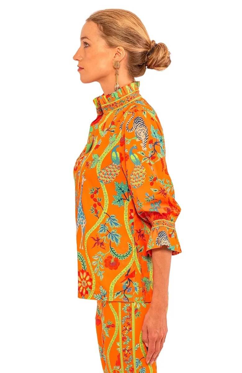 Gretchen Scott LLC - Wholesale Tunic - Women's - Ruffleneck Tunic - Jungle Symphony15
