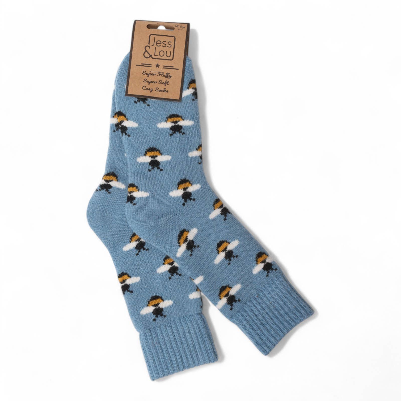 Jess & Lou - Wholesale Socks - Women's - Beautiful Bumble Bees Super Cosy Cuff & Rib Socks2