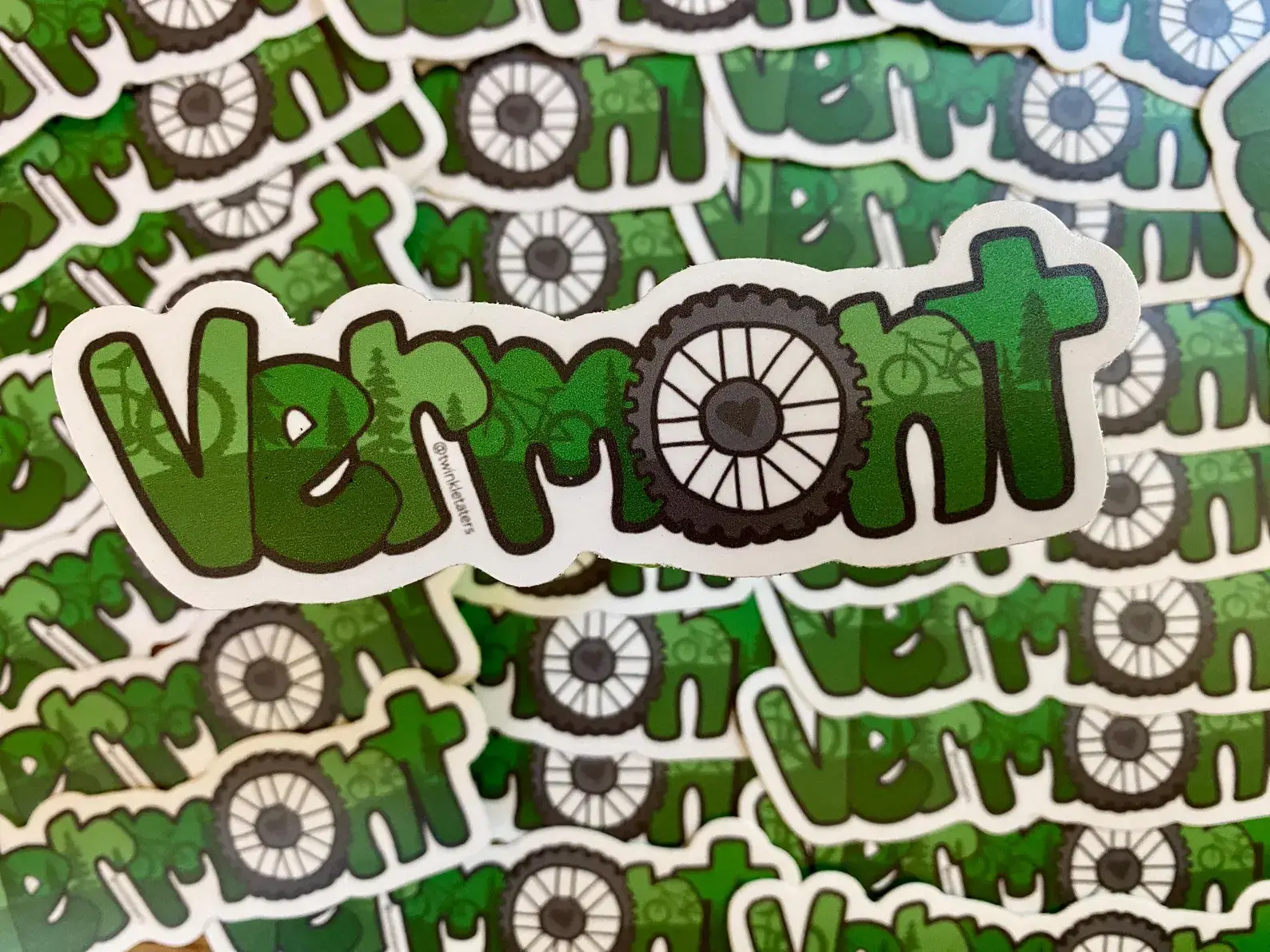 Designs by Diana - twinkletaters - Wholesale Sticker - Bike Vermont 5" x 1.7" Vinyl Sticker1