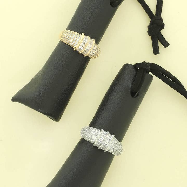 Cubic Zirconia Trapezoid Center Open Ring for wholesale by SP Sophia Collection