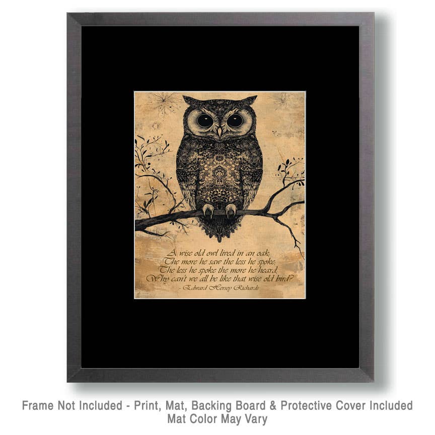 Mowbi - Wholesale Art Print - A Wise Old Owl - Inspirational Art Prints Wall Art Prints - 8"x10" Art Print for 11"x14" Frame1