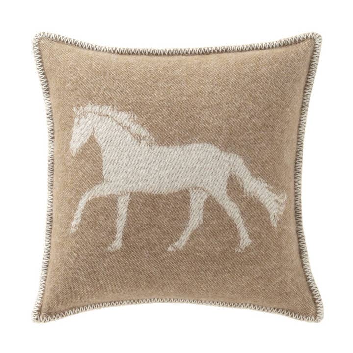 JJ Textile - Wholesale Throw Pillow Cover - Horse Brown Wool Cushion0