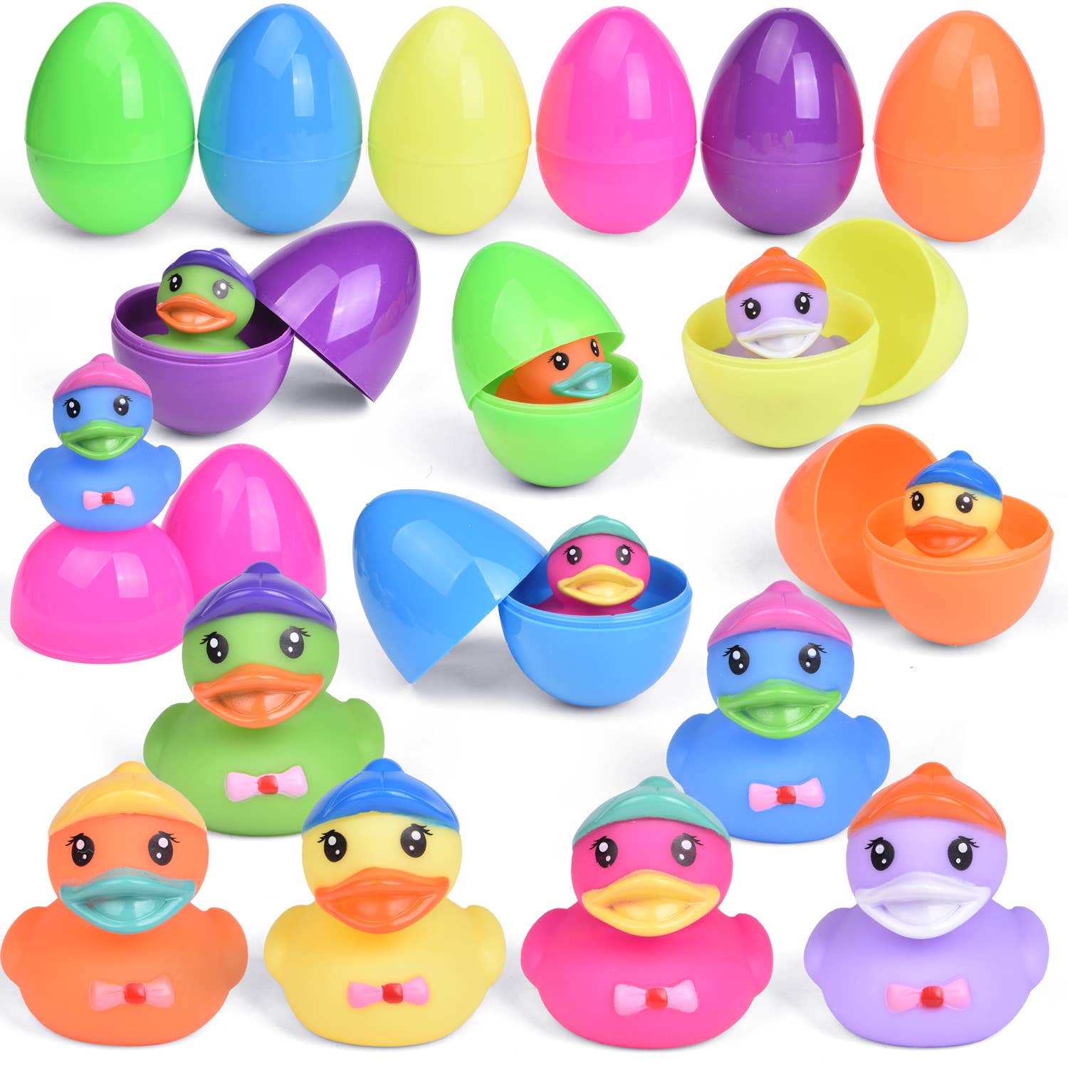 Fun Little Toys - Vente Jouet pour le bain – bébé - 12 œufs de Pâques avec canard en caoutchouc pour bain, jouets pour bébés et enfants3