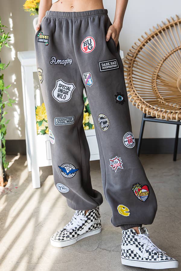 JADE BY JANE – Großhandel Lounge-Trainingshose/-Jogginghose – Damen – Jogginghose mit mehreren Patches und hoher Taille JBJ10229