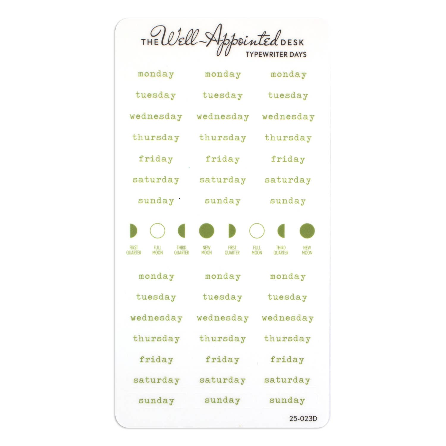The Well-Appointed Desk - Wholesale Sticker - Typewriter Days Weekly Sticker Sheet (25-023) 3