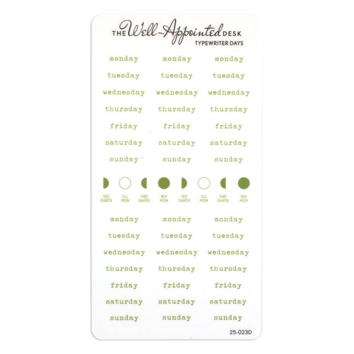 The Well-Appointed Desk - Wholesale Sticker - Typewriter Days Weekly Sticker Sheet (25-023) 3