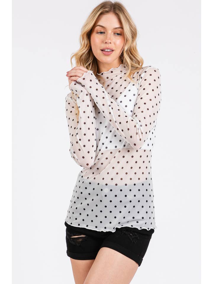 Sewn and Seen - Wholesale Shirt - Women's - Polka Dot mesh Long Sleeve Top5