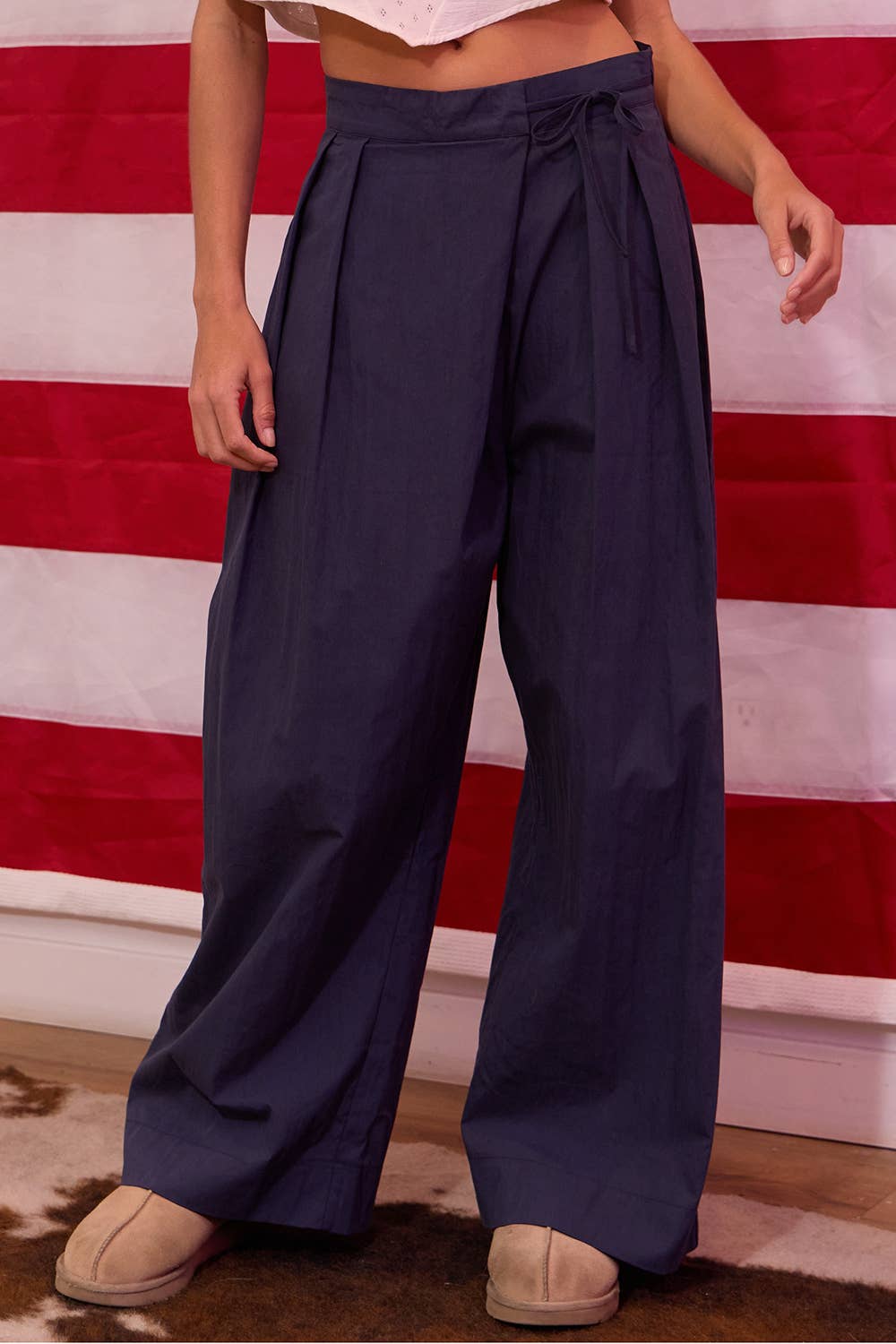 BUCKETLIST INC – wholesale Pants – Women's – IP5551 Overlapping Wrap Waist Tie Wide Leg Pants8