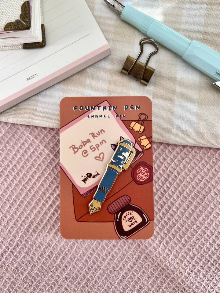 Fountain Pen Enamel Pin for wholesale by Marlene Vega Studio