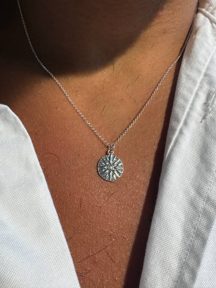 Men's SIlver Necklace, Disc Necklace, Macedonian Necklace for wholesale by Christina Christi