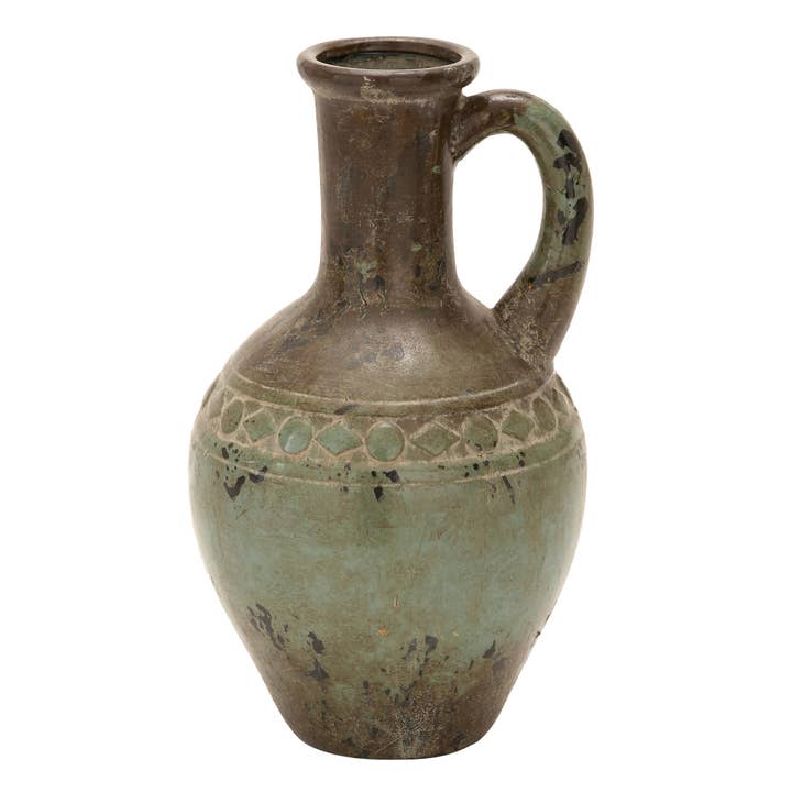 A-64834: JARRÓN ANTIGUO DE CERÁMICA 16"H, 9"W para venta al por mayor de Import Corner