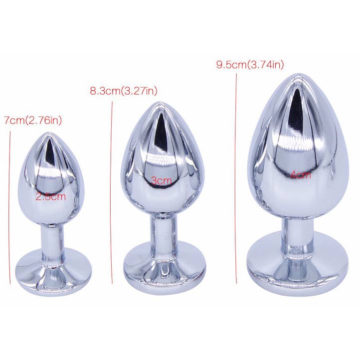 VIGOR - Wholesale Seksspeeltje - Ronde buttplug metaal met steen - MOQ 10 stuks6