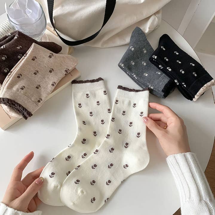 Funkyrel® Atzbranding Limited - Wholesale Socks - Women's - Rufia - Floral Lace Trim Socks