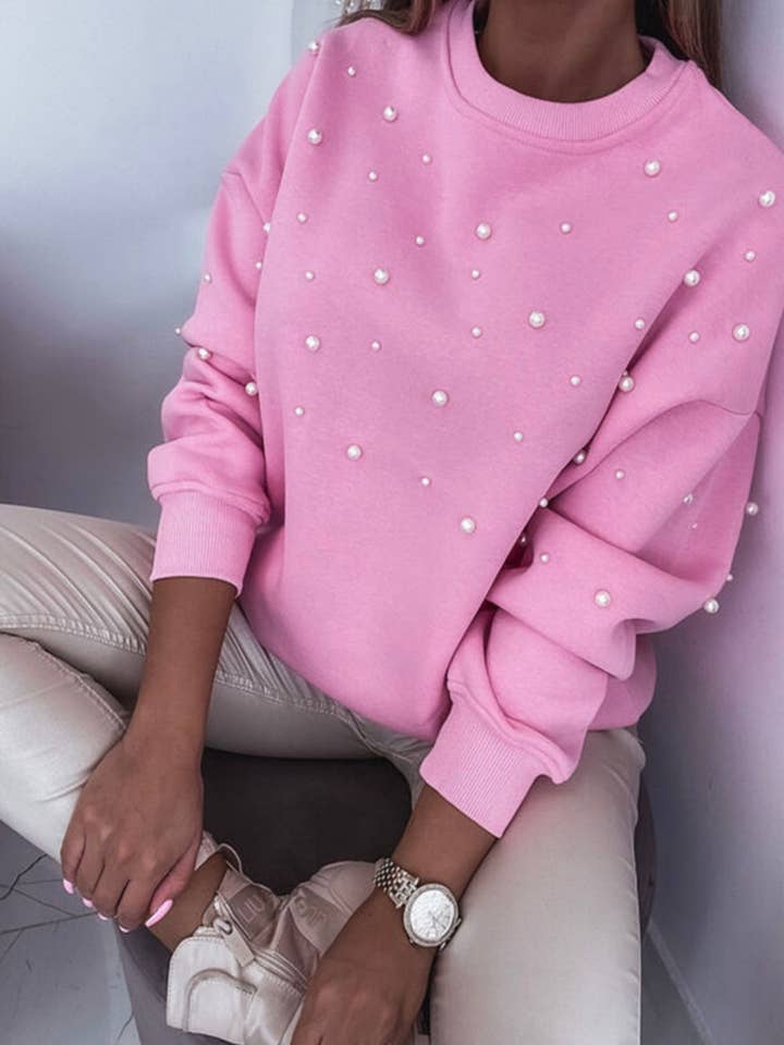 Mrs Belles Boutique - Wholesale Sweatshirt - Women's - Pink Pearl Sweatshirt
