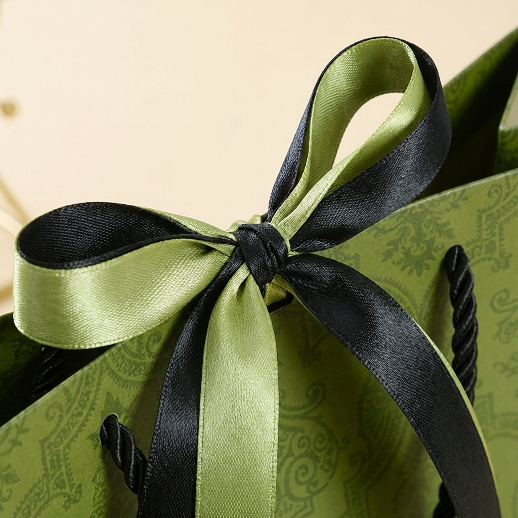 ByHome - Wholesale Gift Bag - Vintage Pattern Black Green Bow Tie Paper Gift Bag w/ tissue2