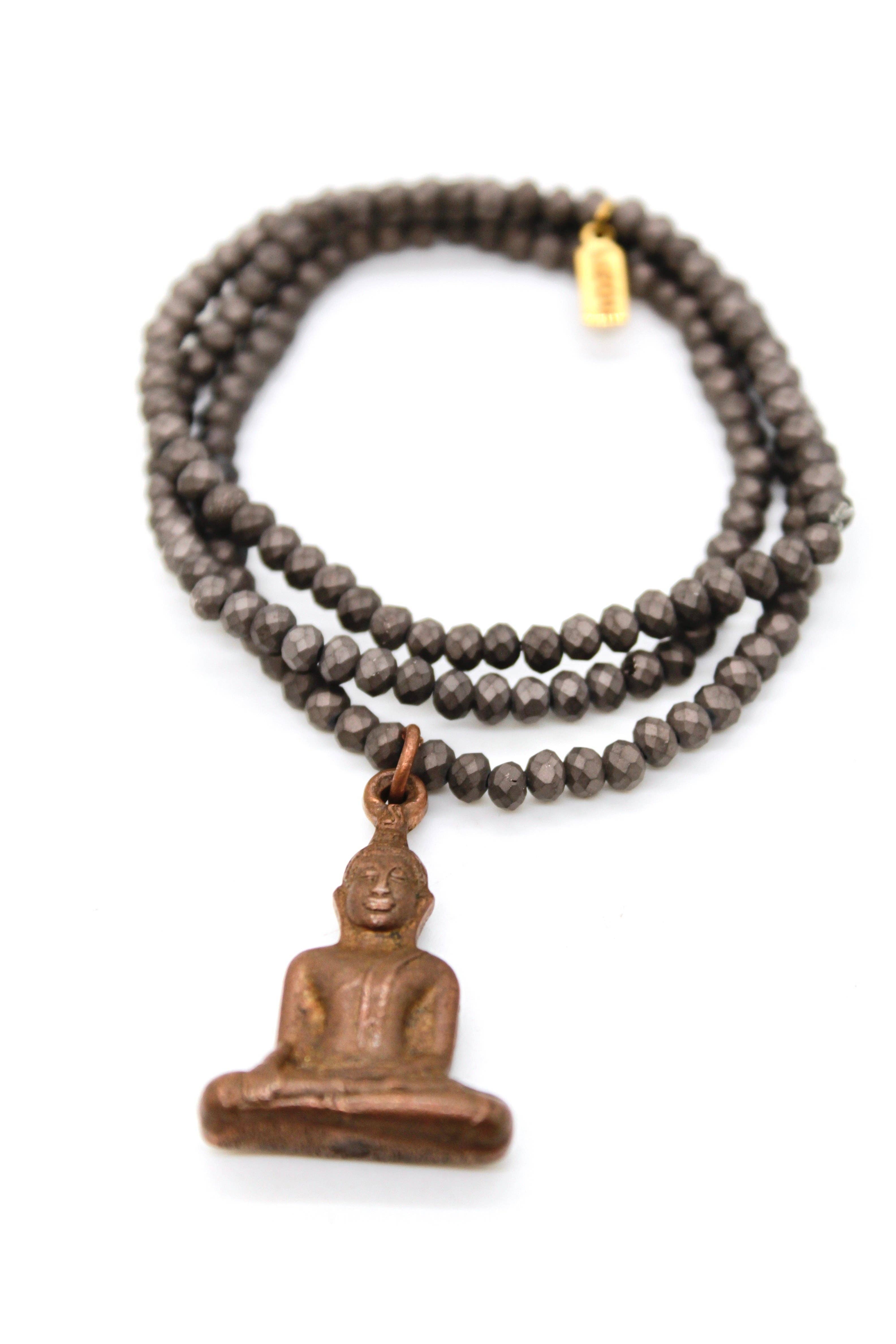 LIZOU - Wholesale Pendant/Charm Necklace - Matte Crystal Necklace with Small Buddha -Buddha Collection-4
