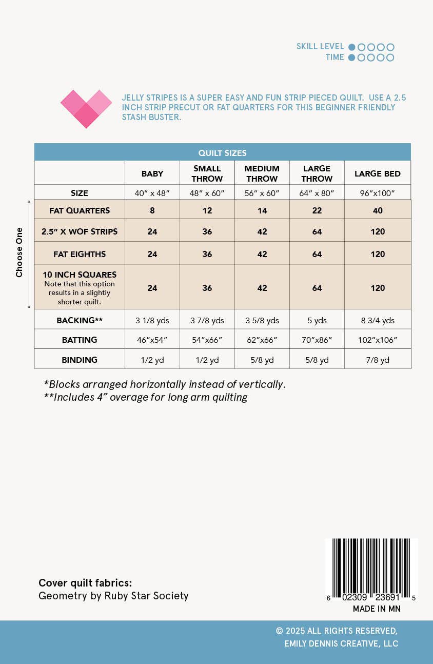 Quilty Love - Wholesale Craft Sewing Kit - Jelly Stripes Printed PAPER pattern10