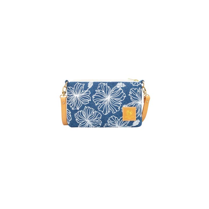 Jana Lam - Wholesale Crossbody Bag - Women's - Mini Slim Zipper Cross Body • Hibiscus • Denim Collection