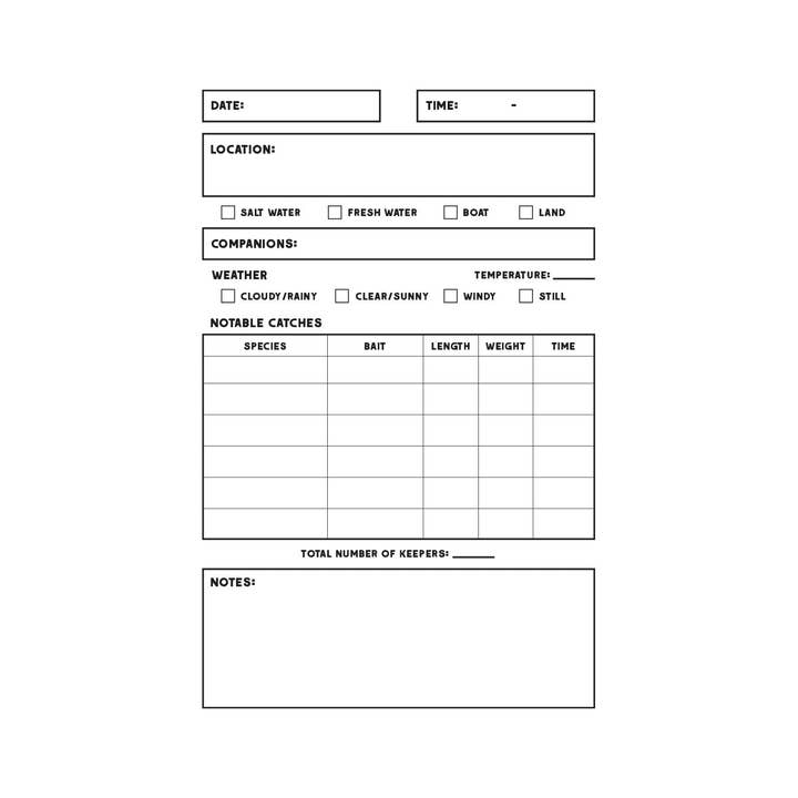Justin Ryan Books - Wholesale Notebook - Fishing Log Book - Two 20-page books - Record best catches