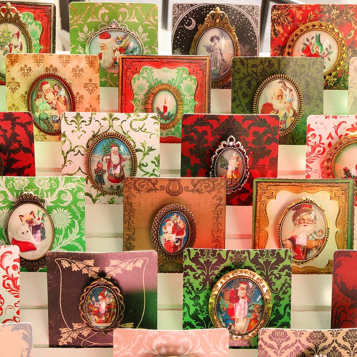 Asunder Bazaar - Wholesale Brooch - 20pc Vintage Christmas Brooches on Cards 24