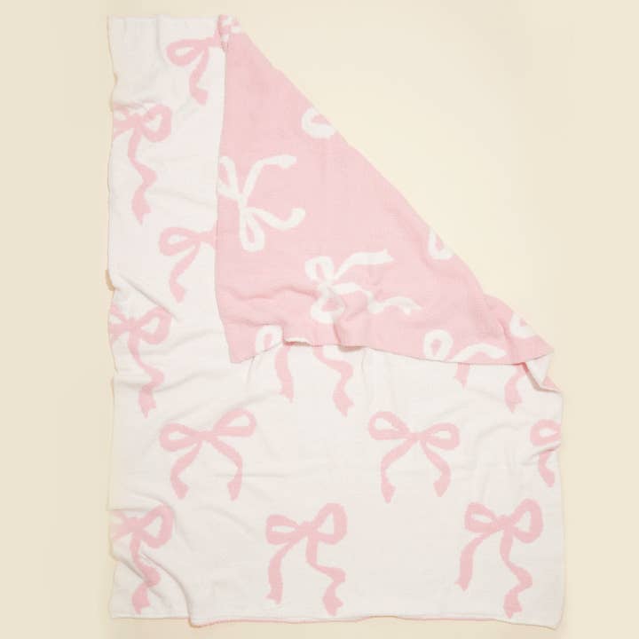 Pink Christmas Bows Terry Cloth Blanket for wholesale on Faire