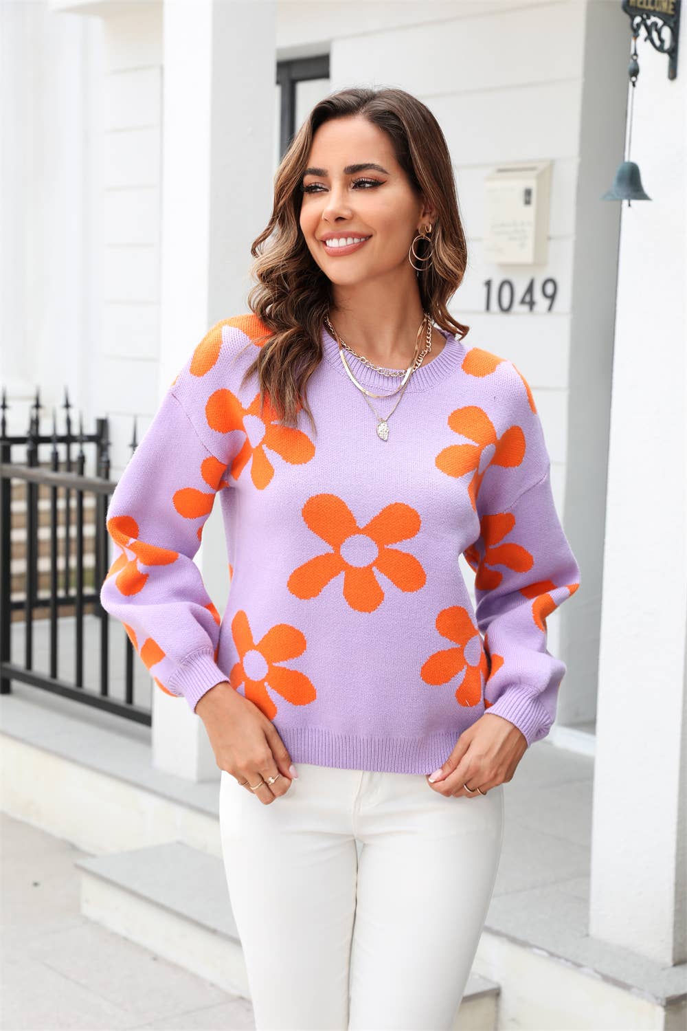 ePretty - Wholesale Knit Sweater - Women's - 70s Flower Power Knit Sweater SZ53-SW921421