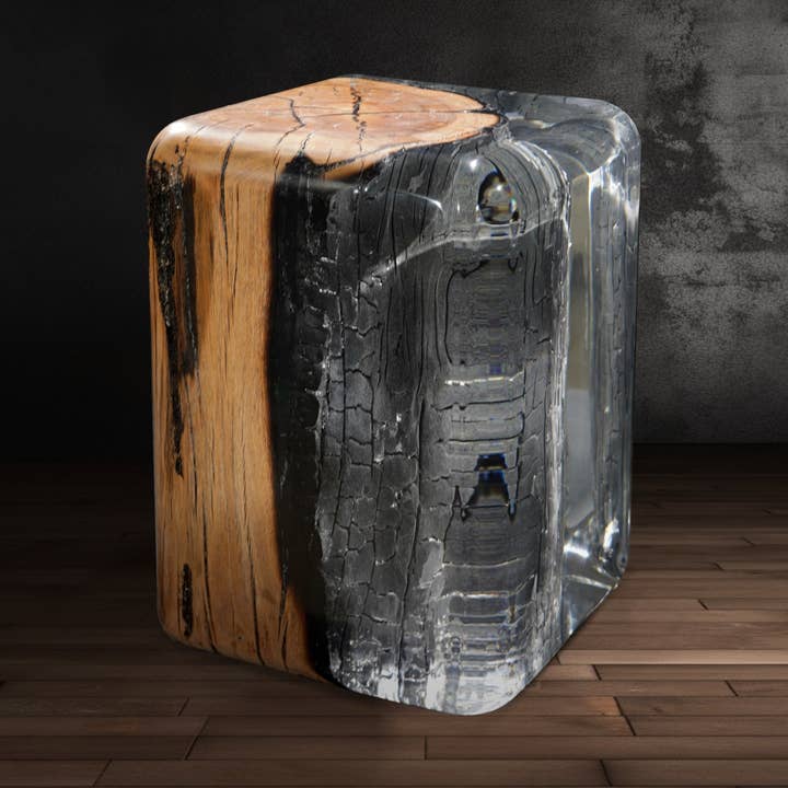 Mesa Taburete de Madera Quemada - Ventilador para venta al por mayor de Lumière Creation