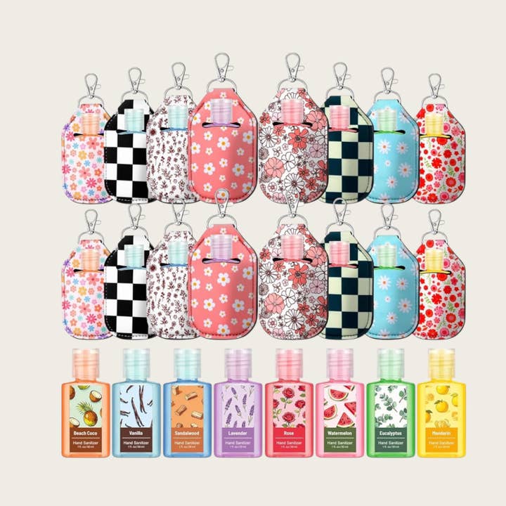 Retro theme hand sanitizer and holder sets for wholesale by Ella Blue