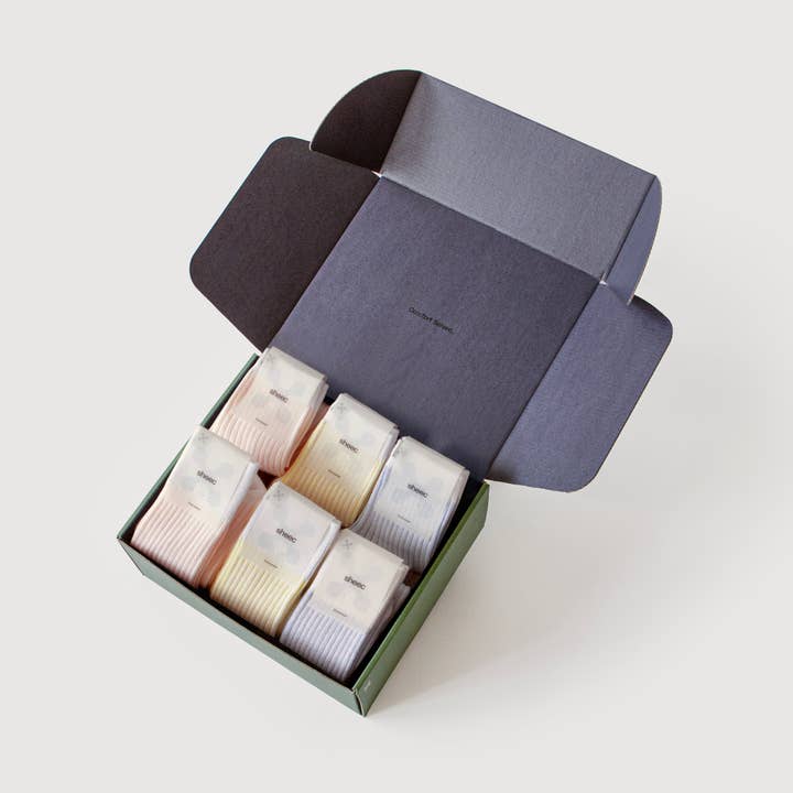 Everywear Förfinade Ribbstickade Strumpor | VIT Tvåfärgad 6-pack Presentförpackning för wholesale av sheec socks