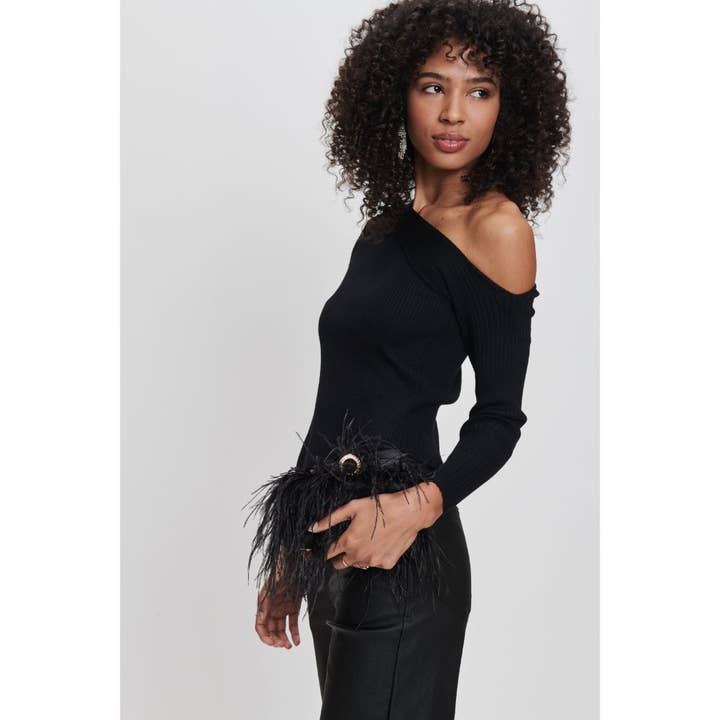 Moda Luxe - Wholesale Clutch Bag - Women's - Harlow Feather Evening Bag