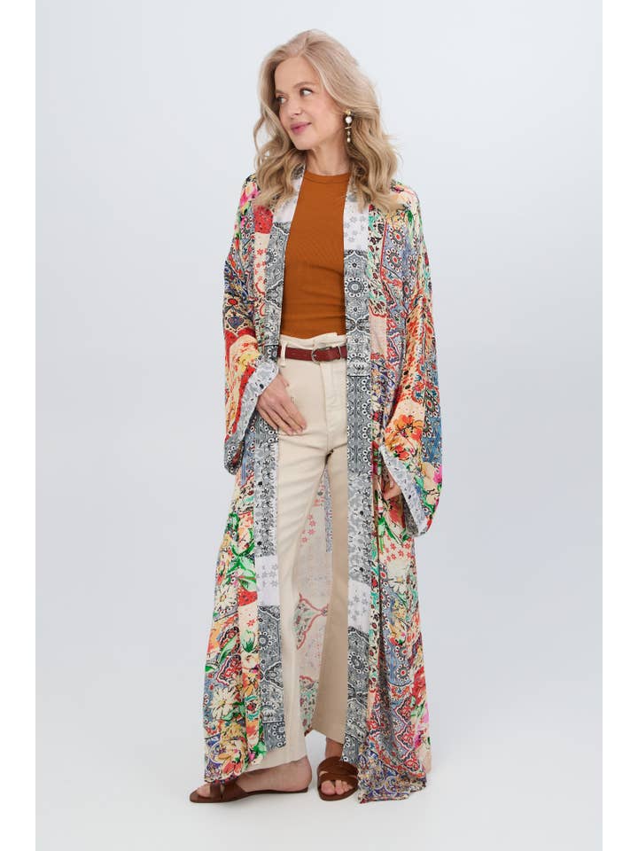 SAACHI - Wholesale Kimono - Women's - Mixed Floral Long Kimono Duster1