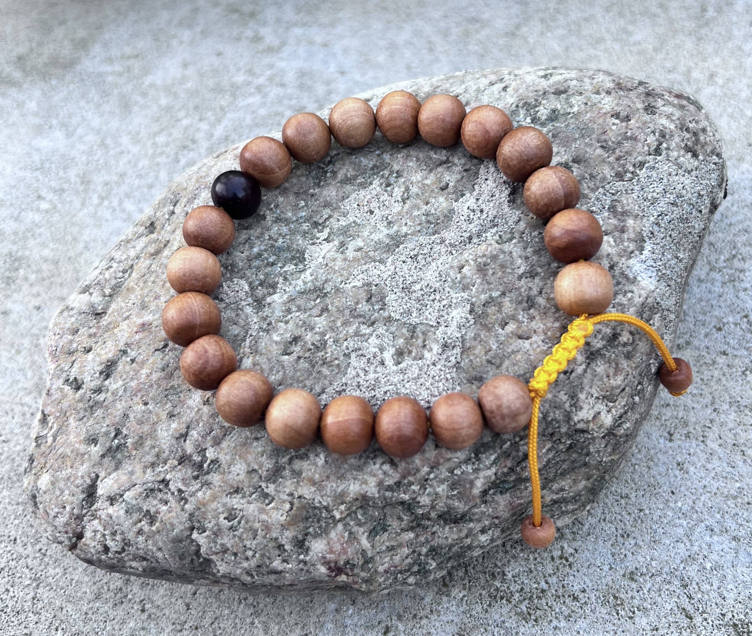 Lungta Imports - Wholesale Beaded Bracelet - Sandalwood Beads Adjustable Wrist Mala Bracelet7