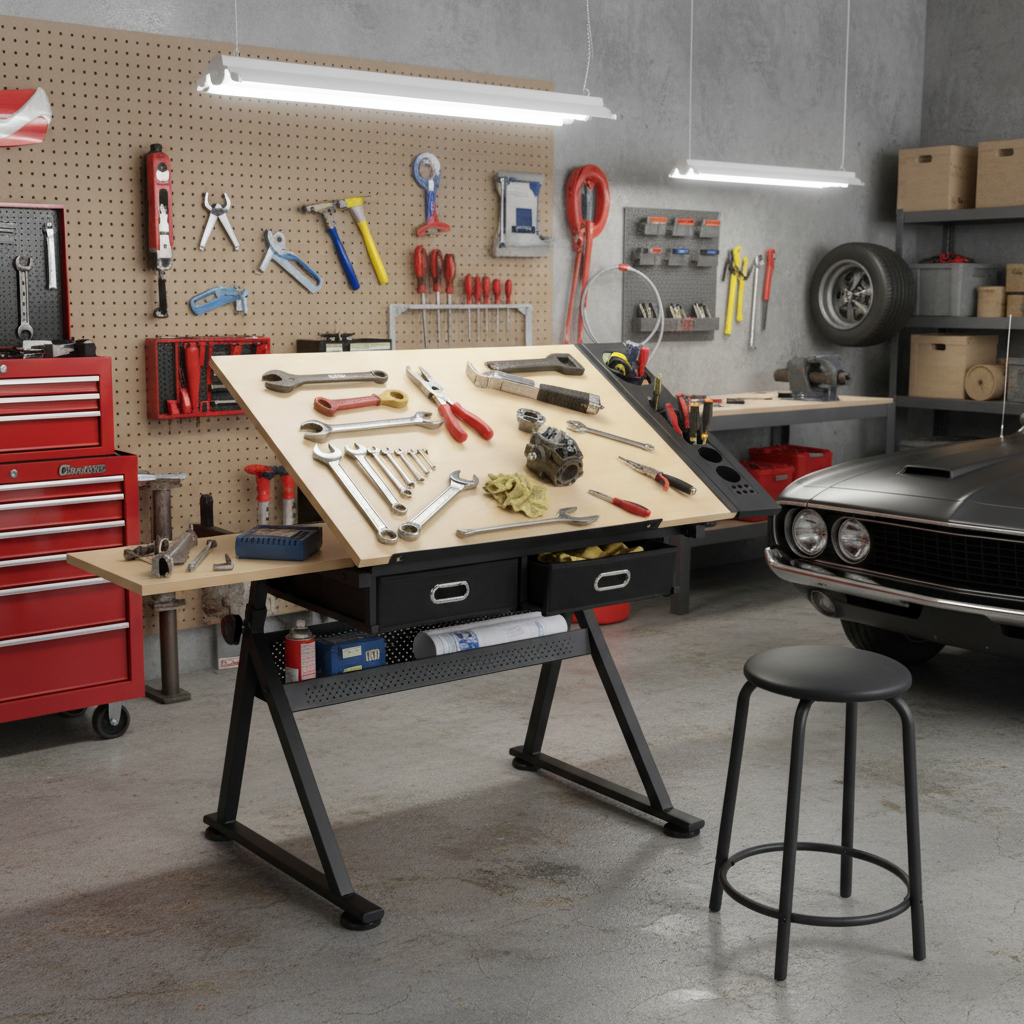 HOMYCASA DESIGN INC - Wholesale Desk Set - Garage Workstation Adjustable Drafting Table with 2 Drawers2