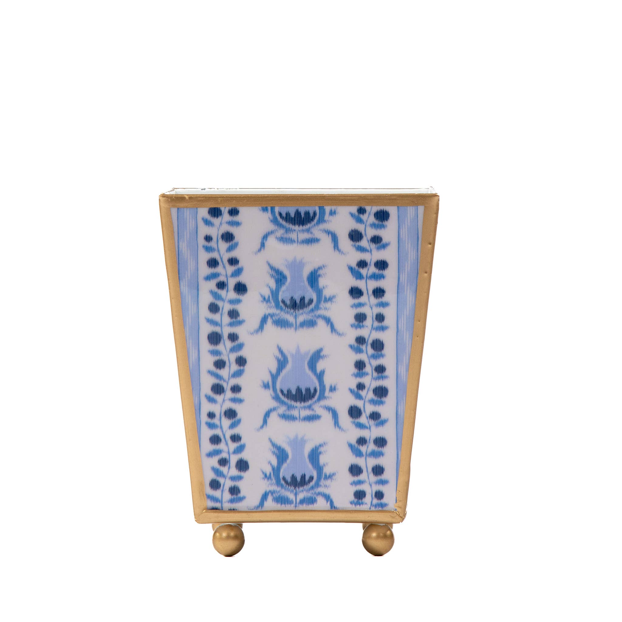 Blue Pomegranate Enameled Square Cachepot Planter for wholesale on Faire4